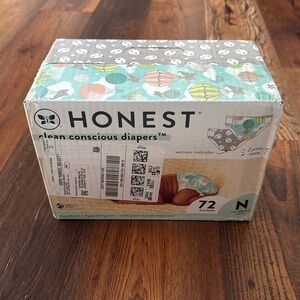 Brand new box of Honest Diapers 72 count.
